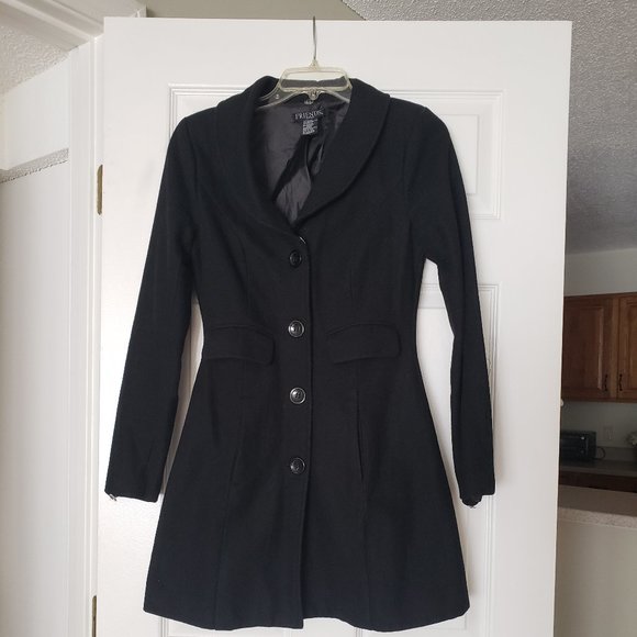 Black Wool Blend Coat Size Small - Picture 1 of 9